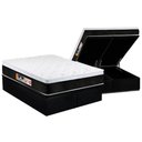 Ver imagem 1 de Cama Box Baú Queen: Colchão Espuma Castor D45 Black e White Air Euro Pillow + Base CRC Suede Black