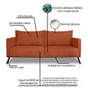 Ver imagem 5 de Sofá Living 2 Lugares com Pés de Ferro Almofadas Soltas 200cm Saiph Bouclê Terracota