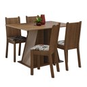Ver imagem 2 de Conjunto Sala de Jantar Mesa Tampo de Madeira 4 Cadeiras Rustic/crema/hibiscos Marilyn Madesa