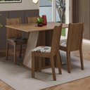 Ver imagem 1 de Conjunto Sala de Jantar Mesa Tampo de Madeira 4 Cadeiras Rustic/crema/hibiscos Marilyn Madesa