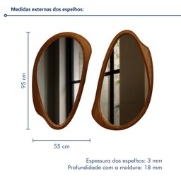 Conjunto 2 Espelhos Orgânicos Moldura MDF Specchio - 4