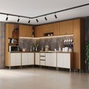 Ver imagem 1 de Cozinha Completa Venaly 20 Portas 2 Gavetas com Vidro Cinamomo/Off White - Henn