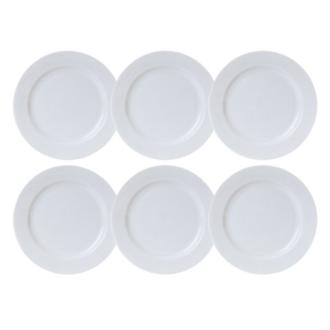 Jogo de 6 Pratos Rasos Porcelana Tramontina Modelo Convencional com Aba 28cm 96900/005