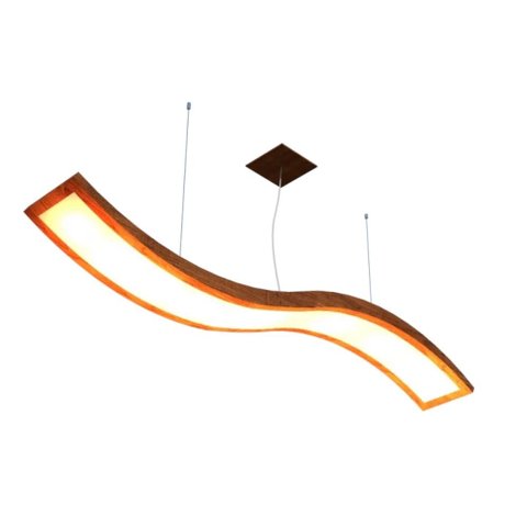 Lustre Pendente Retangular Onda LED 24w 2700k 160cm Madeira - Imbuia