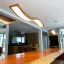 Ver imagem 2 de Lustre Pendente Retangular Onda LED 24w 2700k 160cm Madeira - Imbuia
