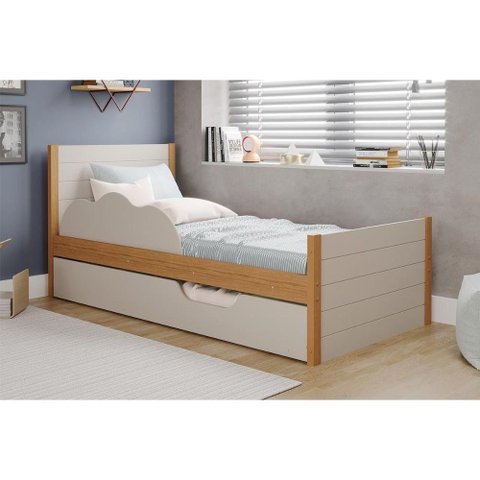 Cama Solteiro Elza c/Auxiliar Nature/Off White - Cimol