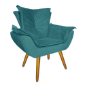 Ver imagem 3 de Kit Com 1 Poltrona e 1 Puff Para Quarto Sala Salão Apolo Suede Azul Turquesa - LM DECOR