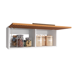 Armário Suspenso Cozinha Aéreo Dunk com Porta Basculante:branco/ripado - 3