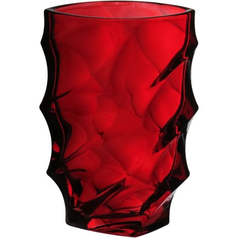 Vaso Decorativo de Vidro Vermelho 19x12x12cm Enfeite Sala Mesa Estante Aparador