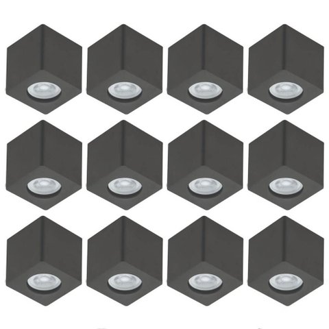 Conjunto 12 Spots de Sobrepor Zoom Luminária de Teto Preto Bivolt Dital Sala Cozinha Escritório