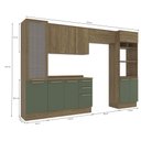 Ver imagem 4 de Armário de Cozinha Modulada Completa Reta 6 Peças 3,20m Botanic Kappesberg - Nogueira/verde Oliva