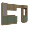 Armário de Cozinha Modulada Completa Reta 6 Peças 3,20m Botanic Kappesberg - Nogueira/verde Oliva - 3