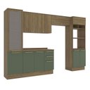 Ver imagem 3 de Armário de Cozinha Modulada Completa Reta 6 Peças 3,20m Botanic Kappesberg - Nogueira/verde Oliva