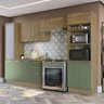 Armário de Cozinha Modulada Completa Reta 6 Peças 3,20m Botanic Kappesberg - Nogueira/verde Oliva - 1