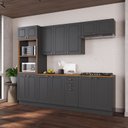 Ver imagem 1 de Cozinha Modulada 5 Peças Torre Quente 2 Balcões com Tampo 2 Aéreos 100% MDF com Rodapé Bari