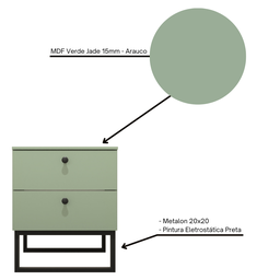Mesa de Cabeceira Industrial Mdf com Pés Metalon Preto Plancasa:verde Jade - 3