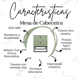 Mesa de Cabeceira Industrial Mdf com Pés Metalon Preto Plancasa:verde Jade - 6