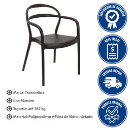 Cadeira Tramontina Sissi em Polipropileno e Fibra de Vidro com Braços Marrom 92045109 - 2