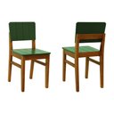 Ver imagem 1 de Kit 2 Cadeiras Linhas Madeira Maciça Encosto Mdf Laqueado Verde Musgo -amêndoa- Laqueado Verde Musgo