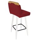 Ver imagem 3 de Kit 03 Banqueta Alta C/ Encosto Lith Para Cozinha Bar Balcão Bistrô Pé Palito Branco Suede Vermelho 