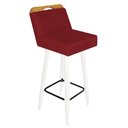 Ver imagem 2 de Kit 03 Banqueta Alta C/ Encosto Lith Para Cozinha Bar Balcão Bistrô Pé Palito Branco Suede Vermelho 