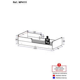 Cama Infantil para colchão 70 x 150cm MP4111 Nina Multimóveis Branca - 4