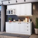 Ver imagem 1 de Cozinha Compacta 200cm com Aéreo Nicho para Micro-ondas 8 Portas 3 Gavetas Americana Henn - Branco/c