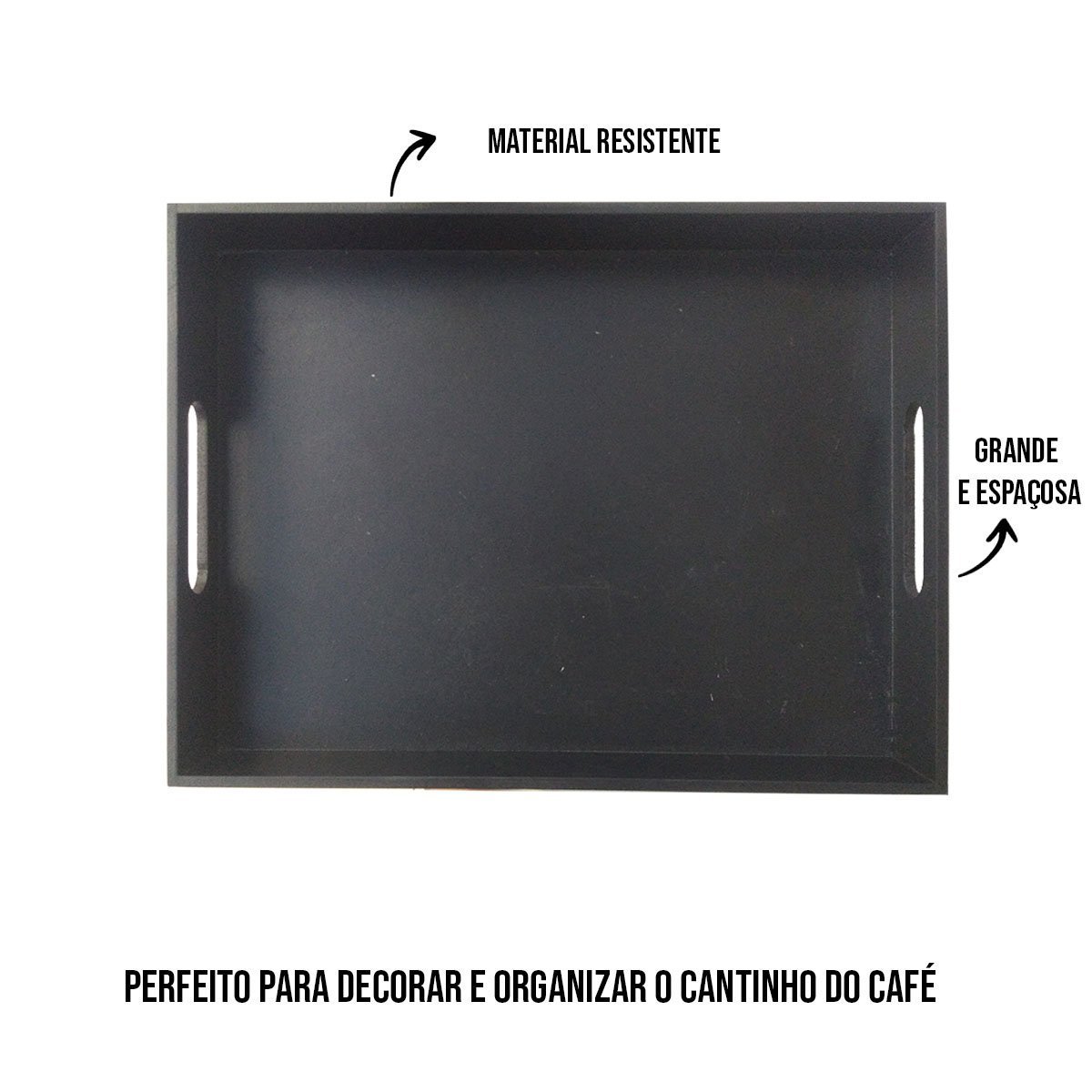 Bandeja Café Decoração Madeira Mdf Grande 40x30cm Multiuso:branco - 3