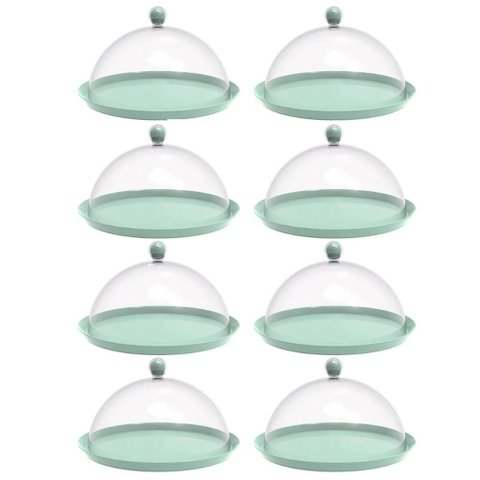8 Porta Bolo Torta 30cm Verde Menta Cúpula Boleira Doces Petiscos Bubble Crippa