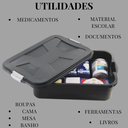 Ver imagem 4 de Kit 3 Caixas Organizadora Preta Multiuso 28 Litros