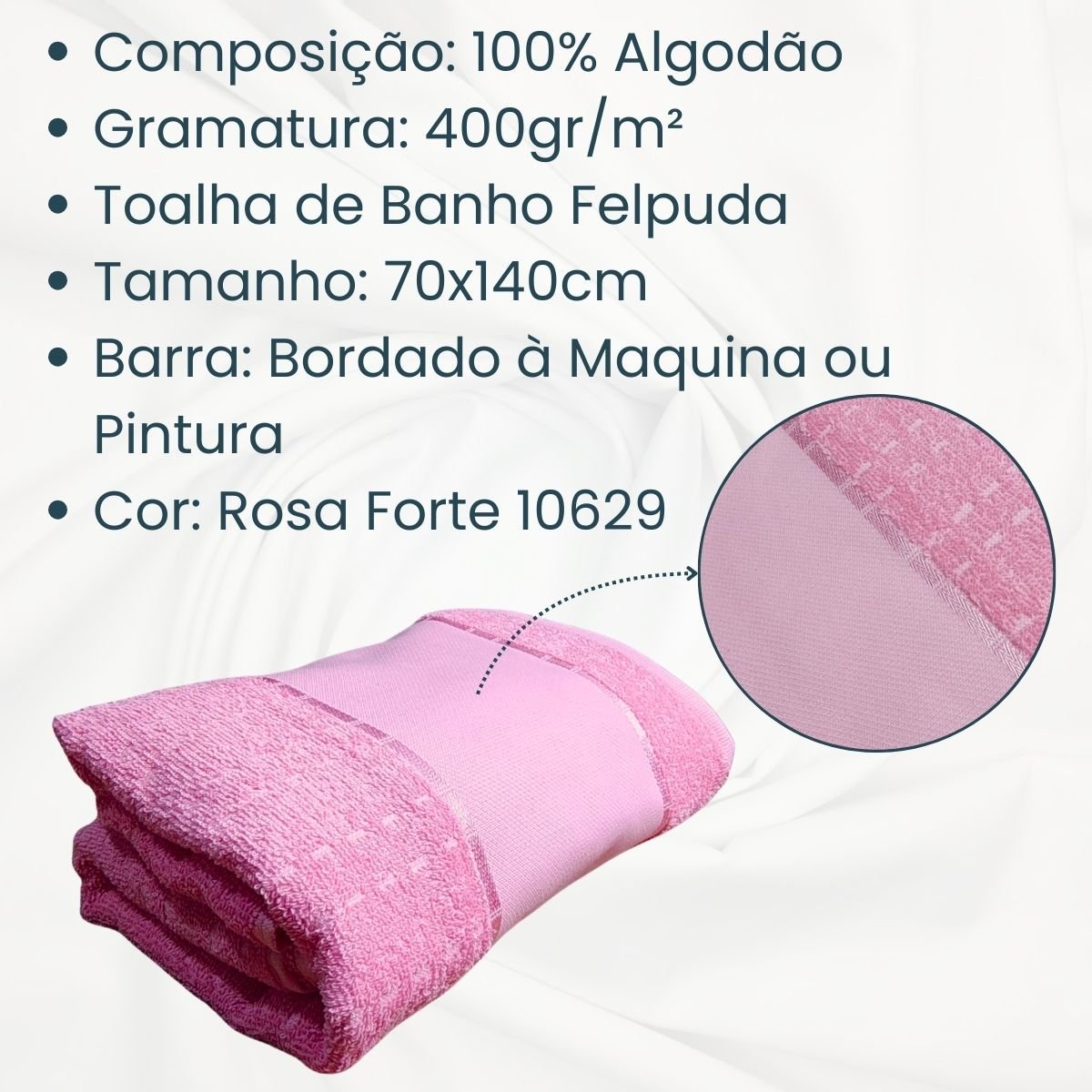 Toalha de Banho Dohler Multiarte Felpuda para Pintar Bordar:rosa Forte 10629 - 2