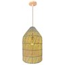 Pendente Gambier 50cm Madeira e Fibra de Rattan Cor Bambu 1l Bocal E27 Bivolt Iluminação Interna Rús - 1