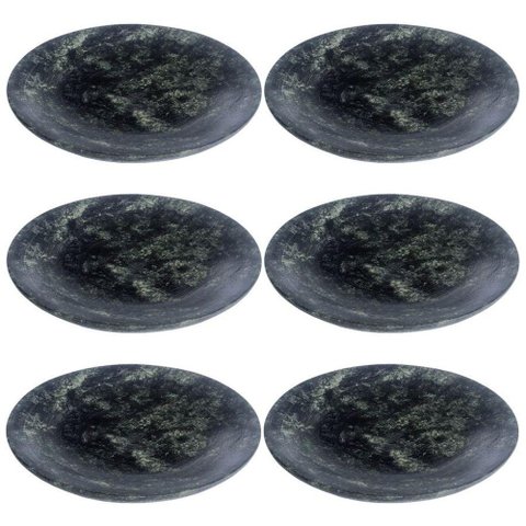 Kit 6 Pratos Rasos de Pedra Sabão 24 Cm