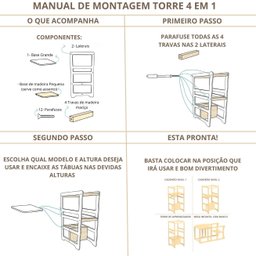 Torre Aprendizagem Resistente Mdf Premium Regulavel Branco - 4