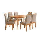 Ver imagem 1 de Conjunto Mesa Retangular 120x90 com 6 Cadeiras Blend Pés Madeira Maciça Sala Premium Moderna - Bege