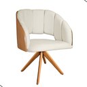 Ver imagem 2 de Cadeira Poltrona Sala Jantar Nicole Pés Giratórios Madeira Veludo Marfim