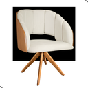 Ver imagem 1 de Cadeira Poltrona Sala Jantar Nicole Pés Giratórios Madeira Veludo Marfim