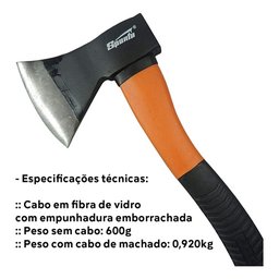 Machado Machadinha Cabo de Fibra Emborrachado 600 Gr Sparta - 5