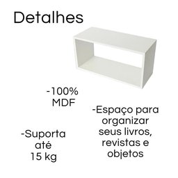 Nicho Retangular Decorativo 60 Cm Mdf Branco - 3