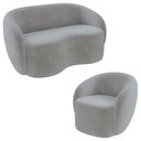 Ver imagem 2 de Conjunto 1 Sofá Living 160cm e 1 Poltrona Decorativa Sala de Estar Íbis Encosto Fixo Veludo Cinza G3