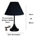 Ver imagem 4 de Abajur para Sala ou Quarto Base Preto e Cúpula de algodão Preto