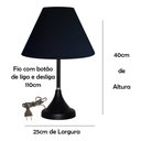 Ver imagem 4 de Abajur para Sala ou Quarto Base Preto e Cúpula de algodão Preto
