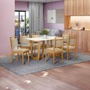 Ver imagem 1 de Conjunto Sala de Jantar Lina em Madeira Maciça 6 Cadeiras Boucle Bege