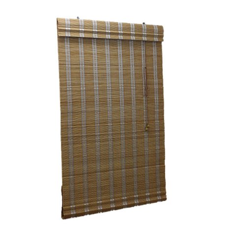 Persiana Bambu Romana Bege 100 (L) X 180 (A) cm Cortina Madeira Roman Shade c/ Bandô 1,00 x 1,80