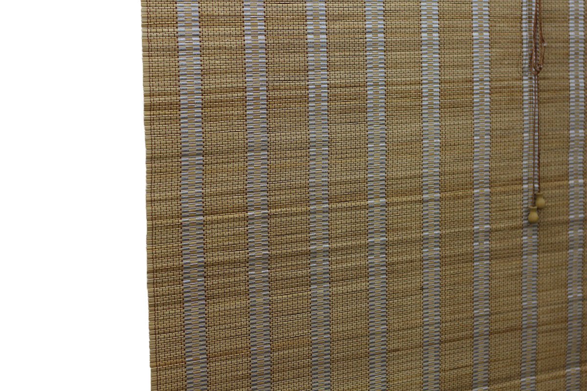 Persiana Bambu Romana Bege 100 (L) X 180 (A) cm Cortina Madeira Roman Shade C/ Bandô 1,00 x 1,80 - 2