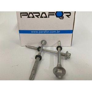 Parafuso Auto Brocante Tratado para Telha Acústica - 12-14X4 - 5,5X100MM PT04 - 700 Peças PARAFOR
