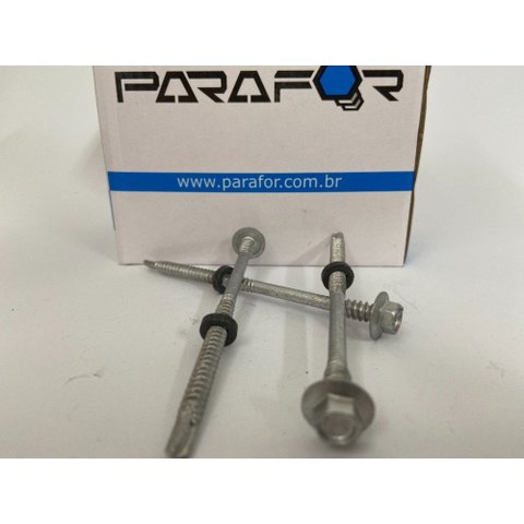 Parafuso Auto Brocante Tratado para Telha Acústica - 12-14X4 - 5,5X100MM PT04 - 700 Peças PARAFOR