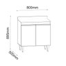 Balcão para Fogão Cooktop 80cm 2 Portas Preto - Vallisa Decor - 3