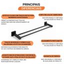 Ver imagem 3 de Toalheiro Suporte para Toalha Linear Athena 27332 Meber - Preto