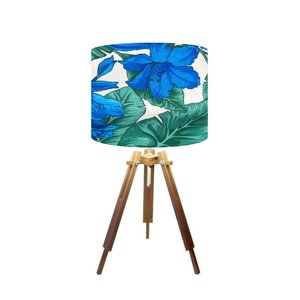 Abajur Mesa Tripé Madeira 60cm Cores Florais - Md1001 Cúpula Ø30 Boreal Cúpulas e Abajures Abajur Tr